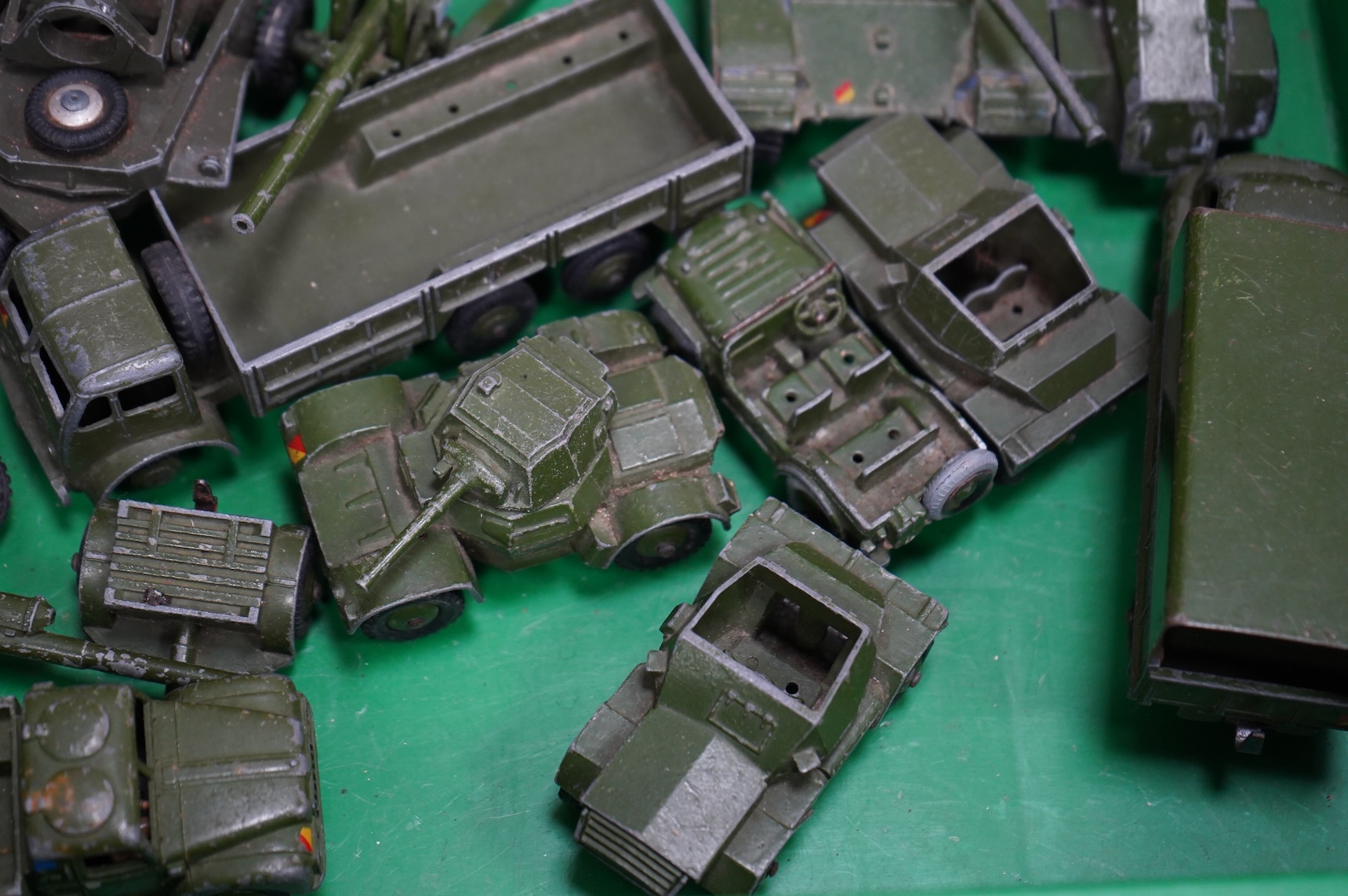 A quantity of 1950s/60s Dinky Toys, Corgi Toys, Matchbox Series, etc. including two boxed Dinky Supertoys; BBC T.V. Mobile Control Room (967), BBC T.V. Roving Eye Vehicle (968), together with unboxed vehicles including;